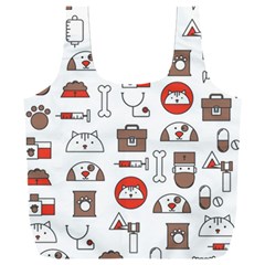 Vector Thin Line Art Vet Seamless Pattern Full Print Recycle Bag (xxl) by Vaneshart
