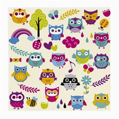 Funny Colorful Owls Medium Glasses Cloth (2 Sides) by Vaneshart
