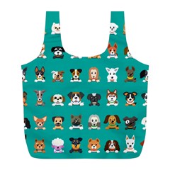 Different Type Vector Cartoon Dog Faces Full Print Recycle Bag (l) by Vaneshart