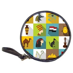 Egypt Travel Items Icons Set Flat Style Classic 20-cd Wallets by Wegoenart