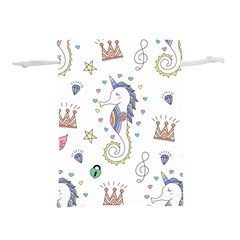 Seamless Pattern Cute Unicorn Cartoon Hand Drawn Lightweight Drawstring Pouch (l) by Wegoenart