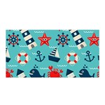 Seamless Pattern Nautical Icons Cartoon Style Satin Wrap Front
