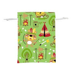Cartoon Animals Indian Tribes Seamless Pattern Vector Lightweight Drawstring Pouch (m) by Wegoenart