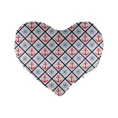 Seamless Pattern With Cross Lines Steering Wheel Anchor Standard 16  Premium Heart Shape Cushions by Wegoenart