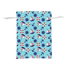Seamless Pattern Nautical Theme Lightweight Drawstring Pouch (m) by Wegoenart