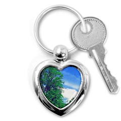 The Deep Blue Sky Key Chain (heart) by Fractalsandkaleidoscopes
