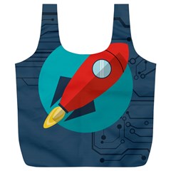 Rocket With Science Related Icons Image Full Print Recycle Bag (xl) by Vaneshart
