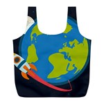 Spaceship Design Full Print Recycle Bag (L) Front