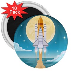 Space Exploration Illustration 3  Magnets (10 Pack)  by Vaneshart