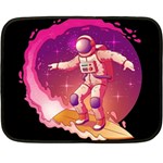 Astronaut Spacesuit Standing Surfboard Surfing Milky Way Stars Double Sided Fleece Blanket (Mini)  35 x27  Blanket Back