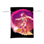 Astronaut Spacesuit Standing Surfboard Surfing Milky Way Stars Lightweight Drawstring Pouch (M) Back