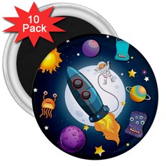 Spaceship Astronaut Space 3  Magnets (10 Pack)  by Vaneshart