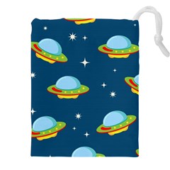 Seamless Pattern Ufo With Star Space Galaxy Background Drawstring Pouch (4xl) by Vaneshart