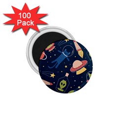 Seamless Pattern With Funny Aliens Cat Galaxy 1 75  Magnets (100 Pack)  by Vaneshart