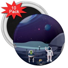 Alien Astronaut Scene 3  Magnets (10 Pack)  by Vaneshart