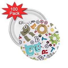 Seamless Pattern Vector With Funny Robots Cartoon 2 25  Buttons (100 Pack)  by Vaneshart