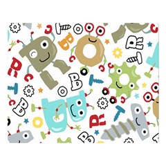 Seamless Pattern Vector With Funny Robots Cartoon Double Sided Flano Blanket (large)  by Vaneshart