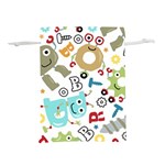 Seamless Pattern Vector With Funny Robots Cartoon Lightweight Drawstring Pouch (M) Front
