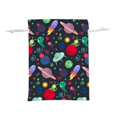 Cosmos Ufo Concept Seamless Pattern Lightweight Drawstring Pouch (l) by Vaneshart