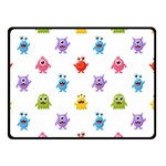 Seamless Pattern Cute Funny Monster Cartoon Isolated White Background Double Sided Fleece Blanket (Small)  45 x34  Blanket Front