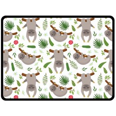 Seamless Pattern With Cute Sloths Double Sided Fleece Blanket (large)  by Vaneshart