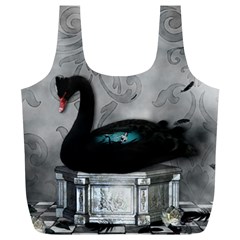 Wonderful Black Swan With Dark Mermaid Full Print Recycle Bag (xl) by FantasyWorld7