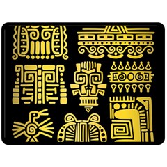American Golden Ancient Totems Double Sided Fleece Blanket (large)  by Vaneshart