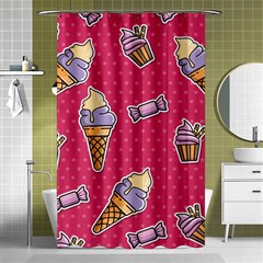 Seamless Pattern Patches With Ice Cream Shower Curtain 48  X 72  (small)  by Vaneshart