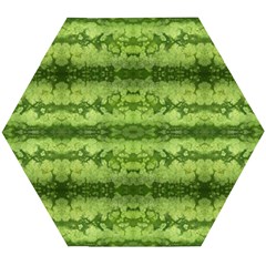 Watermelon Pattern, Fruit Skin In Green Colors Wooden Puzzle Hexagon by Casemiro