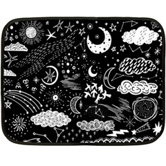 Vector-set-sketch-drawn-with-space Double Sided Fleece Blanket (mini)  by Vaneshart