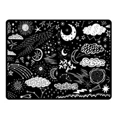 Vector-set-sketch-drawn-with-space Double Sided Fleece Blanket (small)  by Vaneshart