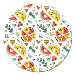 Seamless-hipster-pattern-with-watermelons-mint-geometric-figures Magnet 5  (round) by Vaneshart