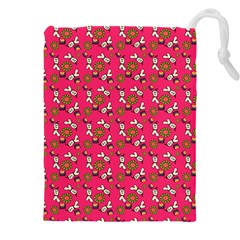 Clown Ghost Pattern Pink Drawstring Pouch (4xl) by snowwhitegirl
