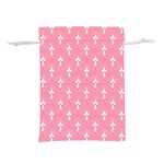 White and pink Art-Deco pattern Lightweight Drawstring Pouch (L) Back
