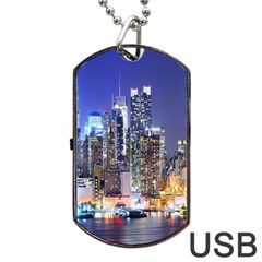 New-york Cityscape  Dog Tag Usb Flash (two Sides) by Dushan