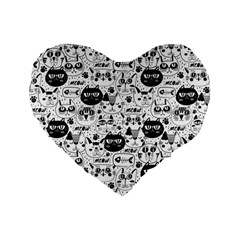 Cute Cat Faces Pattern Standard 16  Premium Heart Shape Cushions by TastefulDesigns
