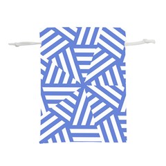 Geometric Blue And White Lines, Stripes Pattern Lightweight Drawstring Pouch (m) by Casemiro