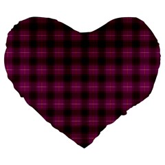 Dark Purple, Violet Tartan, Buffalo Plaid Like Pattern Large 19  Premium Heart Shape Cushions by Casemiro