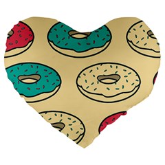 Donuts Large 19  Premium Heart Shape Cushions by Sobalvarro
