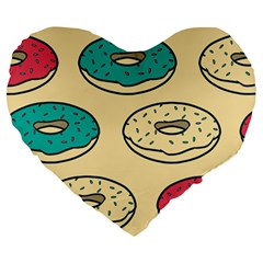 Donuts Large 19  Premium Flano Heart Shape Cushions by Sobalvarro