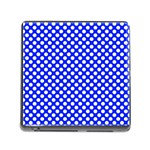 Dark blue and white polka dots pattern, retro pin-up style theme, classic dotted theme Memory Card Reader (Square 5 Slot) Front