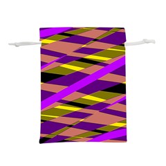 Abstract Geometric Blocks, Yellow, Orange, Purple Triangles, Modern Design Lightweight Drawstring Pouch (l) by Casemiro