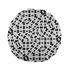 Black And White Ethnic Print Standard 15  Premium Round Cushions by dflcprintsclothing
