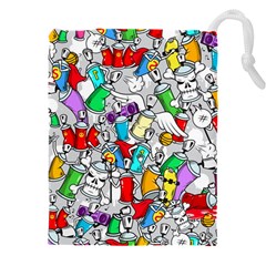 Graffit Characters Seamless Pattern Art Drawstring Pouch (4xl) by Amaryn4rt