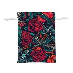 Vintage Flash Tattoos Designs Seamless Pattern Lightweight Drawstring Pouch (l) by Amaryn4rt