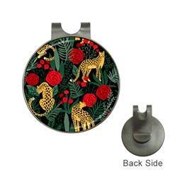 Seamless-pattern-with-leopards-and-roses-vector Hat Clips With Golf Markers by Sobalvarro