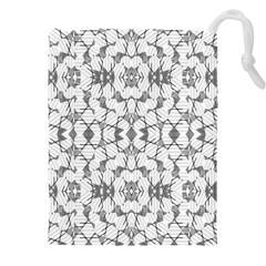 Grey And White Abstract Geometric Print Drawstring Pouch (4xl) by dflcprintsclothing