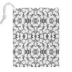 Grey And White Abstract Geometric Print Drawstring Pouch (4XL) Back
