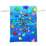 Fractal Art School Of Fishes  Lightweight Drawstring Pouch (XL) Back