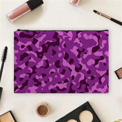 Dark Purple Camouflage Pattern Cosmetic Bag (large) by SpinnyChairDesigns